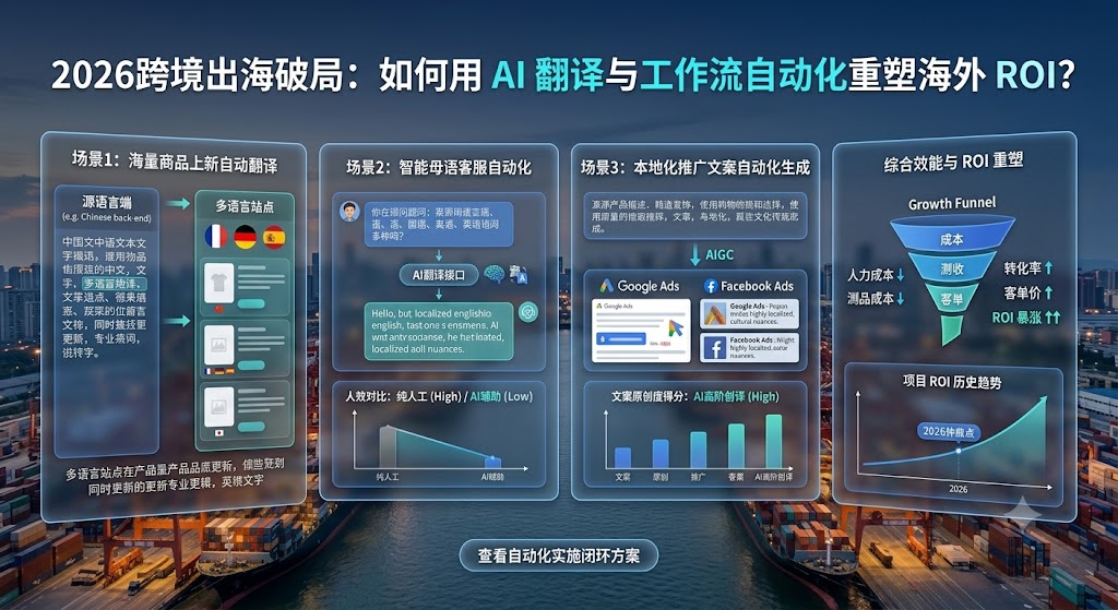 2026跨境出海破局：如何用 AI 翻译与工作流自动化重塑海外 ROI？