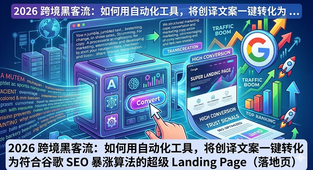 2026 跨境黑客流：如何用自动化工具，将创译文案一键转化为符合谷歌 SEO 暴涨算法的超级 Landing Page（落地页）