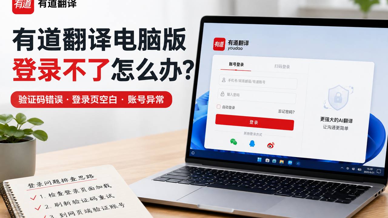 有道翻译电脑版登录不了怎么办？验证码错误、登录页空白与账号排查